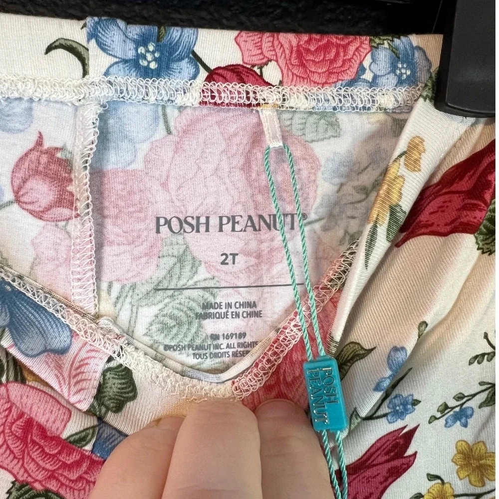 Posh Peanut Floral Leggings Girls 2T NWT Boutique Rose Print Pants Spring Easter